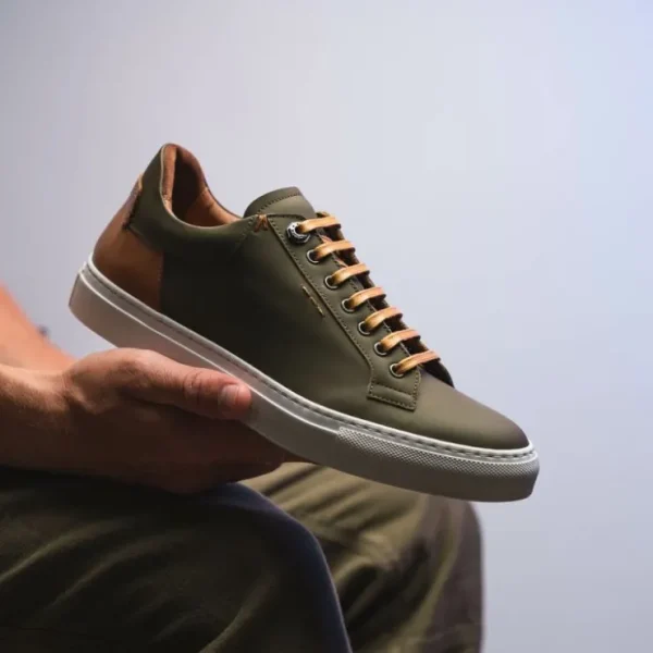New Zelli Diaz Rubberized Calfskin Sneaker Olive Green (65-229-OLV) OliveGreen