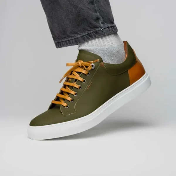 New Zelli Diaz Rubberized Calfskin Sneaker Olive Green (65-229-OLV) OliveGreen