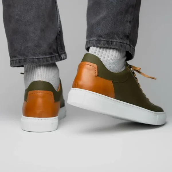 New Zelli Diaz Rubberized Calfskin Sneaker Olive Green (65-229-OLV) OliveGreen