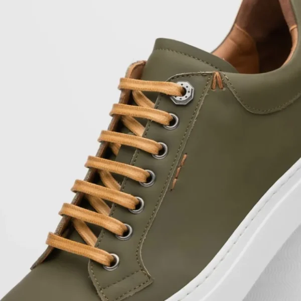 New Zelli Diaz Rubberized Calfskin Sneaker Olive Green (65-229-OLV) OliveGreen