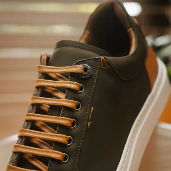 New Zelli Diaz Rubberized Calfskin Sneaker Olive Green (65-229-OLV) OliveGreen