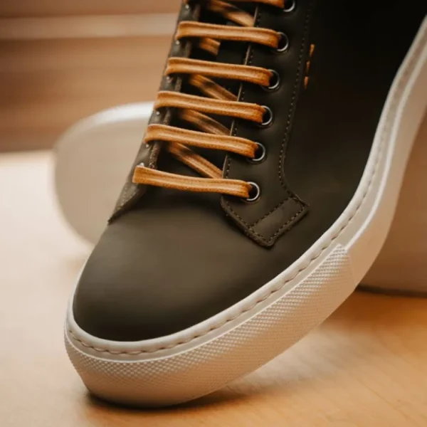 New Zelli Diaz Rubberized Calfskin Sneaker Olive Green (65-229-OLV) OliveGreen