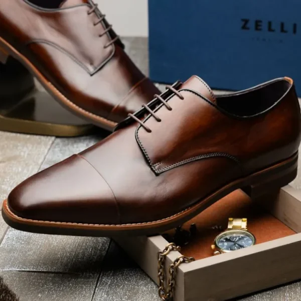 zelli_enzo_cap_toe_shoes__7.webp Shop Zelli Enzo Cap Toe Shoes (25-550-CST) Chestnut