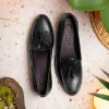 Cheap Zelli Franco Calfskin Hand Painted Tassel Loafers (15-586-BLK) Black