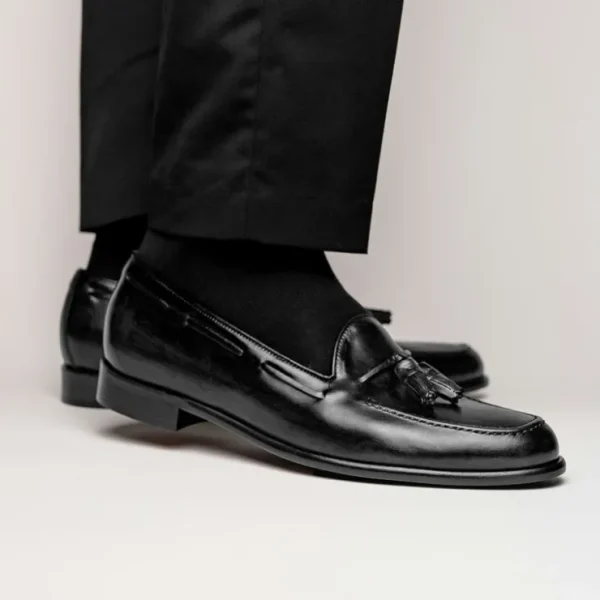 zelli_franco_calfskin_han_5.webp Cheap Zelli Franco Calfskin Hand Painted Tassel Loafers (15-586-BLK) Black