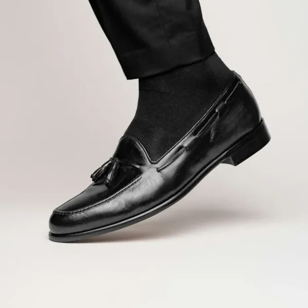 zelli_franco_calfskin_han_7.webp Cheap Zelli Franco Calfskin Hand Painted Tassel Loafers (15-586-BLK) Black