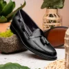 Cheap Zelli Franco Calfskin Hand Painted Tassel Loafers (15-586-BLK) Black