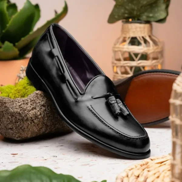 zelli_franco_calfskin_han_9.webp Cheap Zelli Franco Calfskin Hand Painted Tassel Loafers (15-586-BLK) Black