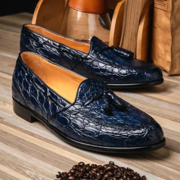 zelli_franco_crocodile_ta_10-1.webp Flash Sale Zelli Franco Crocodile Tassel Loafers (11-582-NVY) Navy