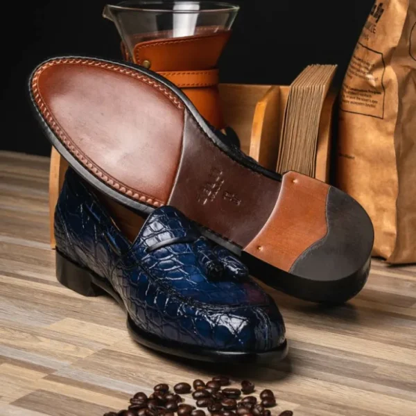 zelli_franco_crocodile_ta_11-1.webp Flash Sale Zelli Franco Crocodile Tassel Loafers (11-582-NVY) Navy