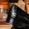 Clearance Zelli Franco Crocodile Tassel Loafers (11-582-BLK) Black
