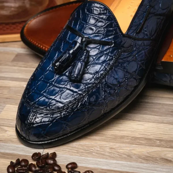 zelli_franco_crocodile_ta_12.webp Flash Sale Zelli Franco Crocodile Tassel Loafers (11-582-NVY) Navy