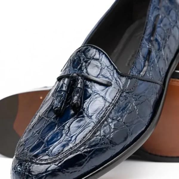 zelli_franco_crocodile_ta_3-1.webp Flash Sale Zelli Franco Crocodile Tassel Loafers (11-582-NVY) Navy