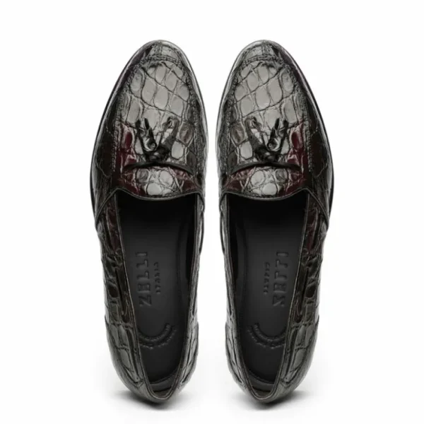 zelli_franco_crocodile_ta_4-2.webp Store Zelli Franco Crocodile Tassel Loafers (11-582-NIC) Nicotine