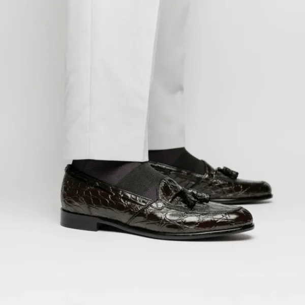 zelli_franco_crocodile_ta_5-2.webp Store Zelli Franco Crocodile Tassel Loafers (11-582-NIC) Nicotine