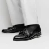 Clearance Zelli Franco Crocodile Tassel Loafers (11-582-BLK) Black