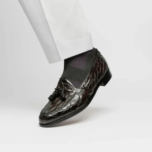 zelli_franco_crocodile_ta_6-2.webp Store Zelli Franco Crocodile Tassel Loafers (11-582-NIC) Nicotine