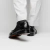 Clearance Zelli Franco Crocodile Tassel Loafers (11-582-BLK) Black