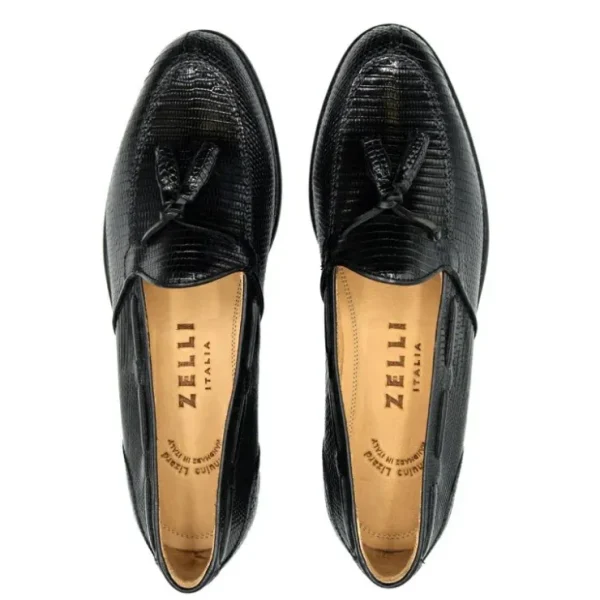 zelli_franco_lizard_tasse_6-1.webp Store Zelli Franco Lizard Tassel Loafers (14-580-BLK) Black