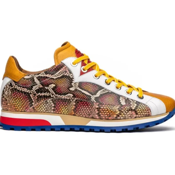 zelli_geo_python_embossed_0.webp Discount Zelli Geo Python Embossed Calfskin Sneakers Mustard / White (65-340-MUS)