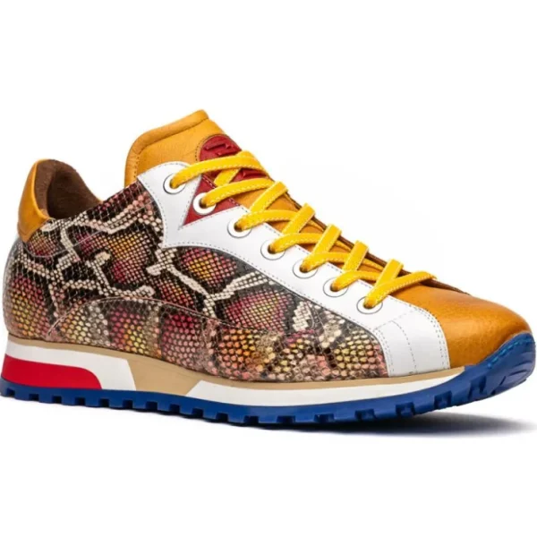 zelli_geo_python_embossed_1.webp Discount Zelli Geo Python Embossed Calfskin Sneakers Mustard / White (65-340-MUS)