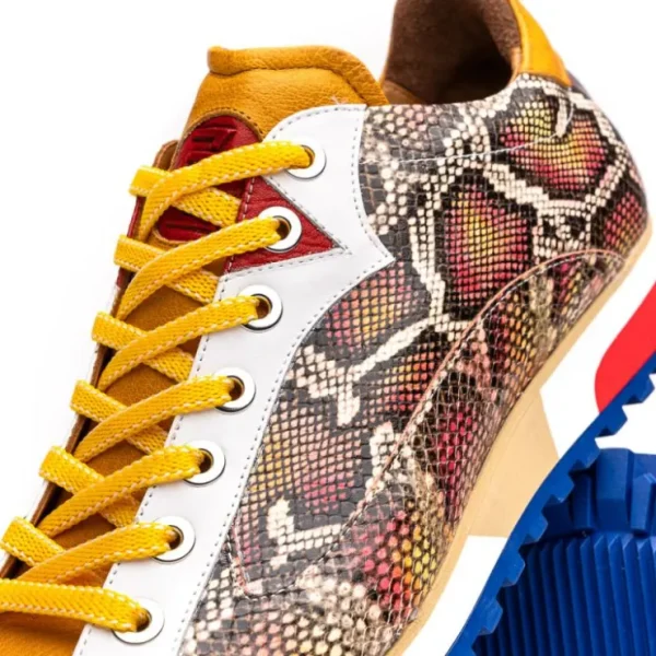 zelli_geo_python_embossed_3.webp Discount Zelli Geo Python Embossed Calfskin Sneakers Mustard / White (65-340-MUS)