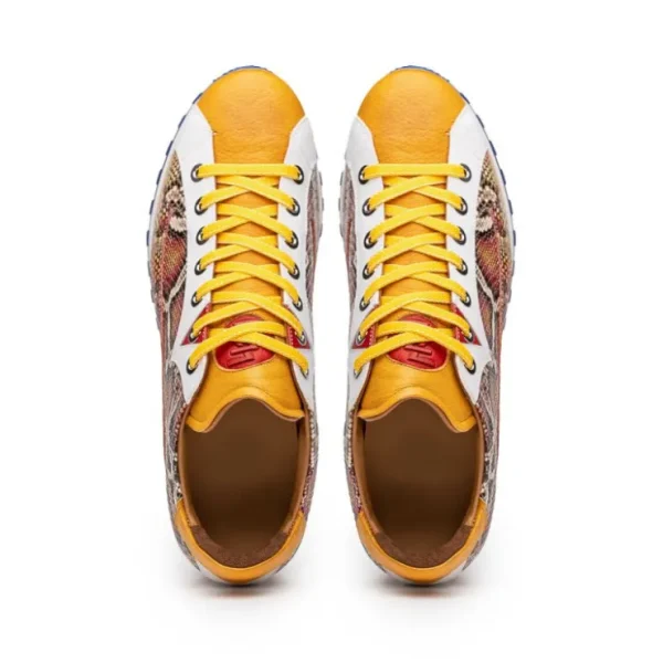 zelli_geo_python_embossed_5.webp Discount Zelli Geo Python Embossed Calfskin Sneakers Mustard / White (65-340-MUS)