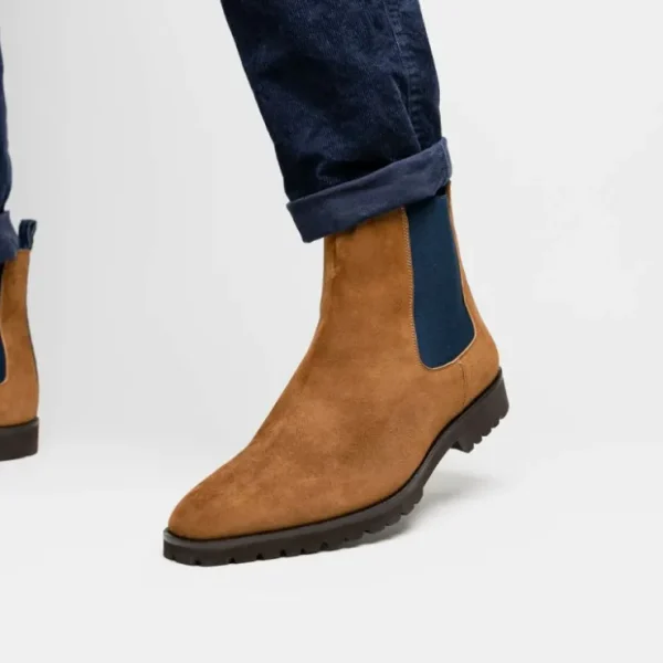 zelli_gianna_suede_chelse_7.webp Online Zelli Gianna Suede Chelsea Boots Cognac / Navy (46-210-CGN)