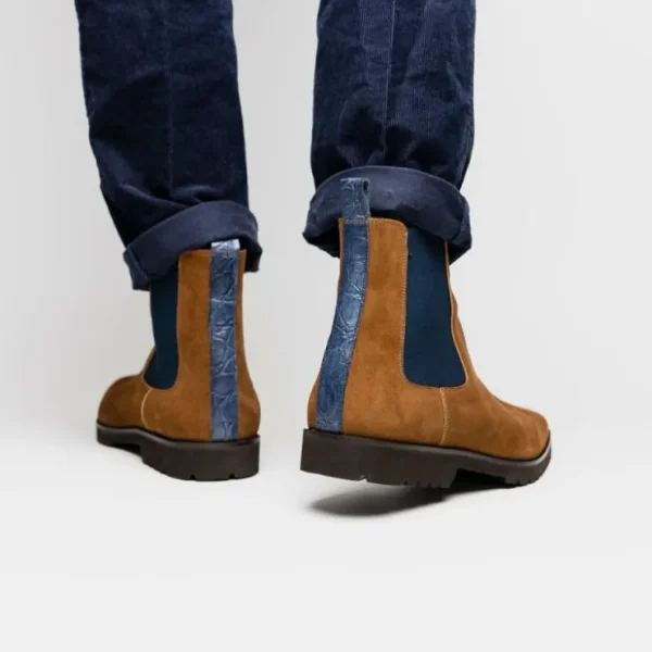 zelli_gianna_suede_chelse_9.webp Online Zelli Gianna Suede Chelsea Boots Cognac / Navy (46-210-CGN)