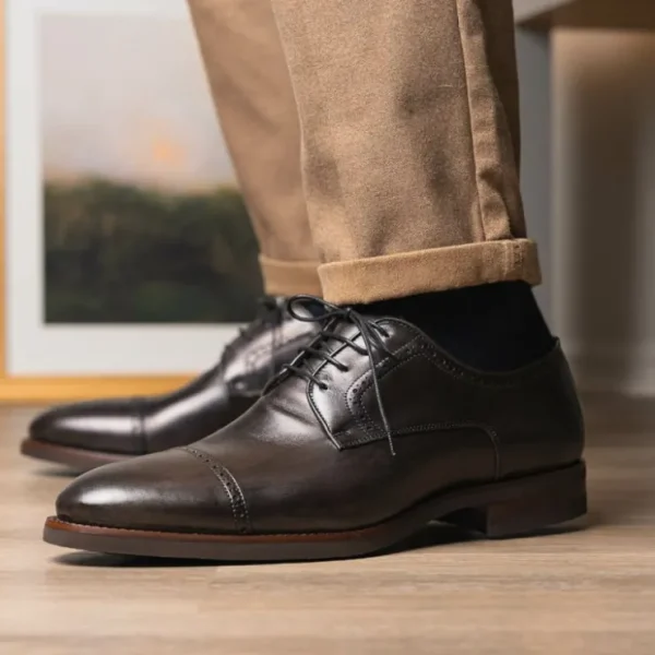 Shop Zelli Giovanni Cap Toe Brogues (25-548-GRY) Grey