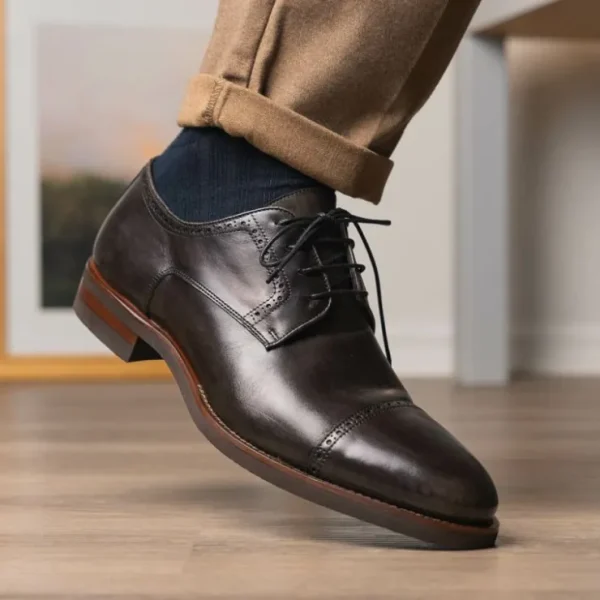 Shop Zelli Giovanni Cap Toe Brogues (25-548-GRY) Grey