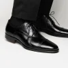 Store Zelli Giovanni Lizard Cap Toe Brogues (24-526-BLK) Black