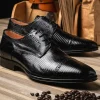 Store Zelli Giovanni Lizard Cap Toe Brogues (24-526-BLK) Black