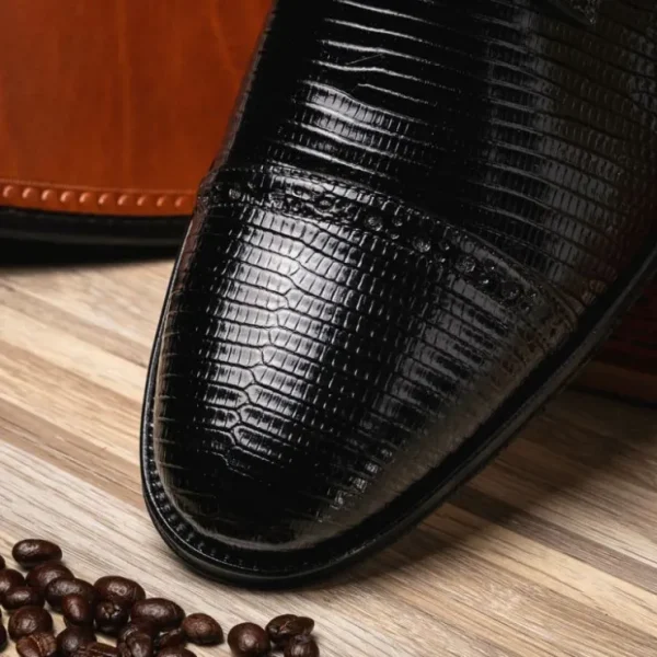 Store Zelli Giovanni Lizard Cap Toe Brogues (24-526-BLK) Black