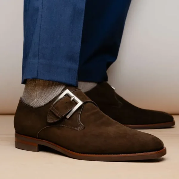 zelli_hebilla_italian_sue_9.webp Fashion Zelli Hebilla Italian Suede Monk Strap Dark (56-110-DBR) Brown