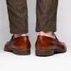Online Zelli Lago Italian Calfskin & Linen Penny Loafers (15-733-CGN) Cognac