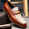 Online Zelli Lago Italian Calfskin & Linen Penny Loafers (15-733-CGN) Cognac