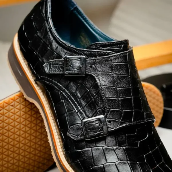 zelli_legerra_hand_burnis_10.webp Fashion Zelli Legerra Hand Burnished Crocodile Print Monk Strap (55-112-BLK) Black