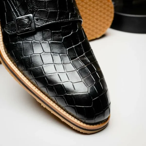 zelli_legerra_hand_burnis_11.webp Fashion Zelli Legerra Hand Burnished Crocodile Print Monk Strap (55-112-BLK) Black