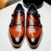 Sale Zelli Legerra Hand Burnished Crocodile Print Monk Strap (55-112-CGN) Cognac