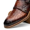 Sale Zelli Legerra Hand Burnished Crocodile Print Monk Strap (55-112-CGN) Cognac