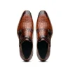 Sale Zelli Legerra Hand Burnished Crocodile Print Monk Strap (55-112-CGN) Cognac