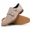 Store Zelli Legerra Suede Goatskin Double Monkstrap Shoes (56-105-SND) Sand