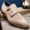 Store Zelli Legerra Suede Goatskin Double Monkstrap Shoes (56-105-SND) Sand