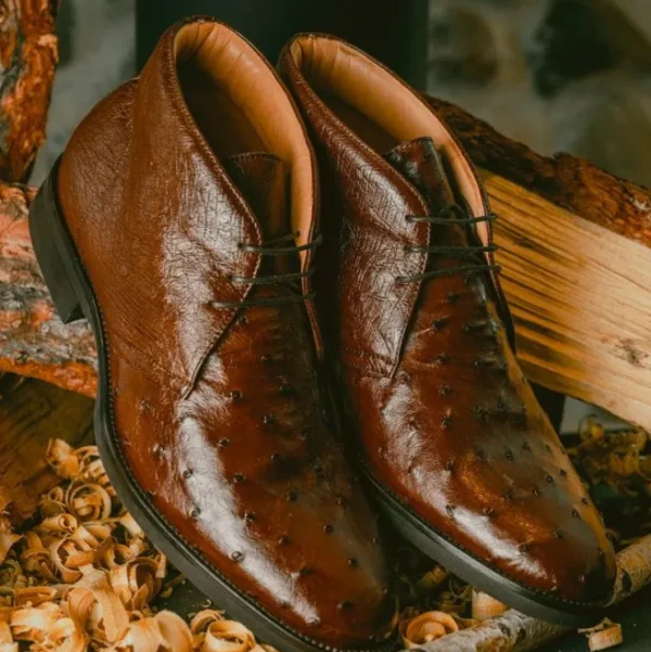 zelli_marco_ostrich_chukk_6.webp Flash Sale Zelli Marco Ostrich Chukka Boots (43-594-CGN) Brown