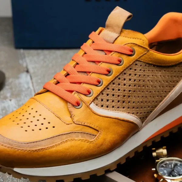 zelli_matteo_calfskin__pe_11-1.webp New Zelli Matteo Calfskin / Perforated Suede Sneakers (65-224-MUS) Mustard