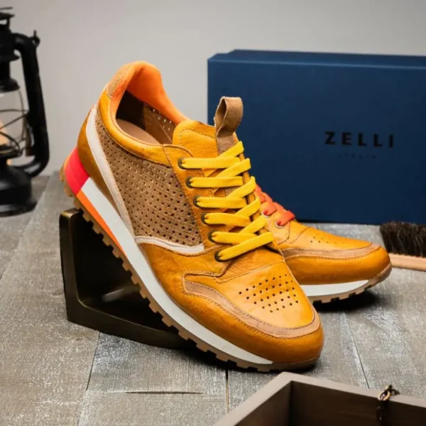 zelli_matteo_calfskin__pe_9-1.webp New Zelli Matteo Calfskin / Perforated Suede Sneakers (65-224-MUS) Mustard
