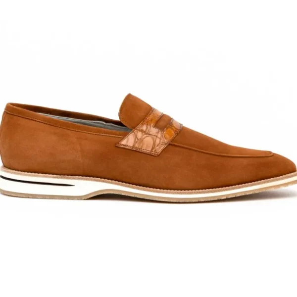 zelli_meo__suede_amp_croc_0.webp Best Zelli Meo 3 Suede & Crocodile Loafers (11-020-CGN) Cognac