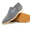 Shop Zelli Meo 3 Suede & Crocodile Loafers (11-020-GRY) Gray