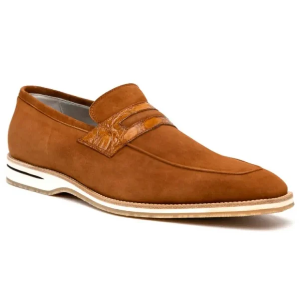 zelli_meo__suede_amp_croc_1.webp Best Zelli Meo 3 Suede & Crocodile Loafers (11-020-CGN) Cognac